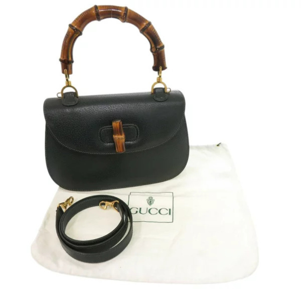 Gucci Handbag Leather Green Bamboo